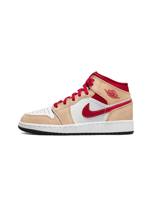 Air Jordan 1 Mid Light Curry Cardinal (GS) - 554725 - 201 - Ritesneak