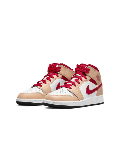 Air Jordan 1 Mid Light Curry Cardinal (GS) - 554725 - 201 - Ritesneak